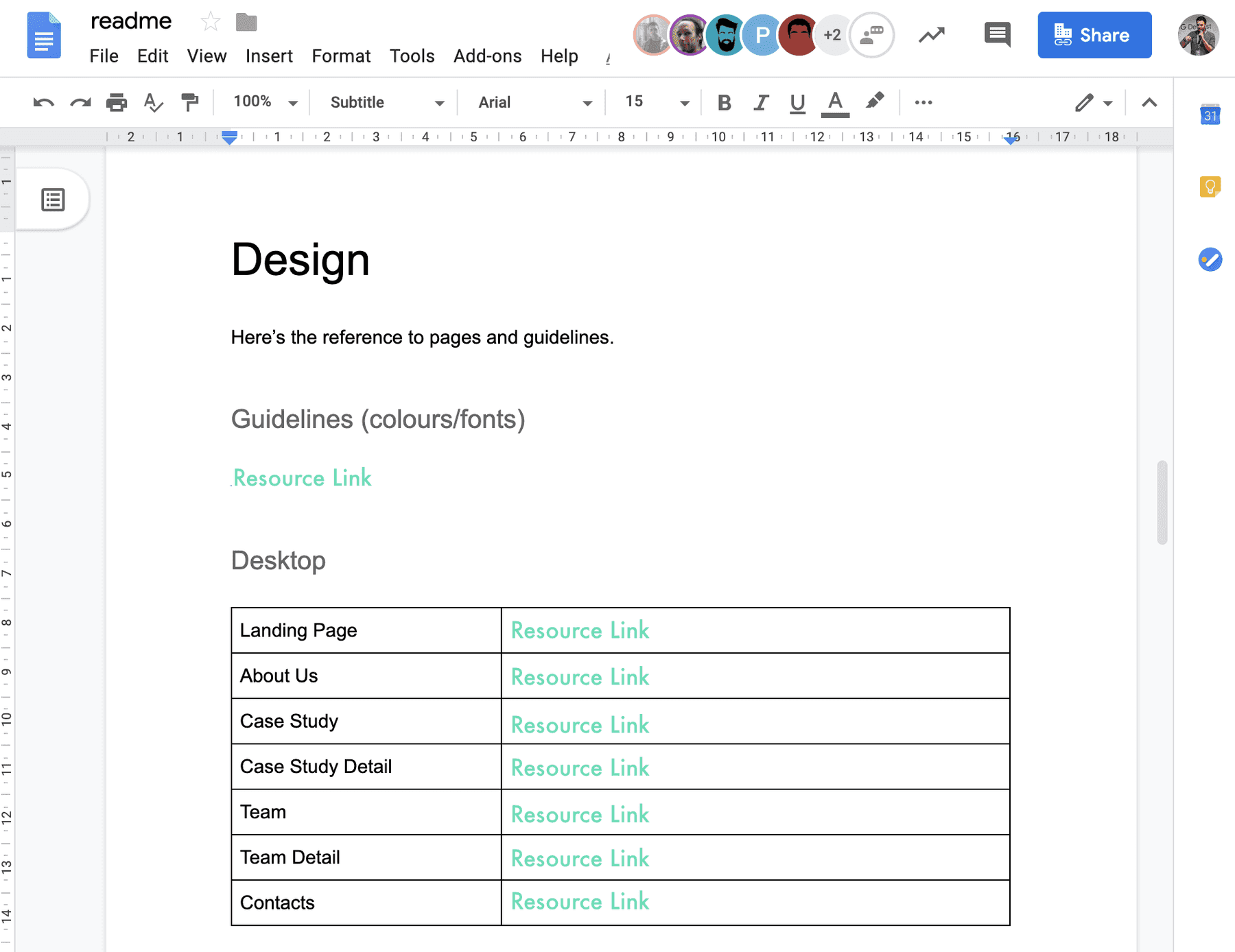 Image depicting a readme file with design guidelines